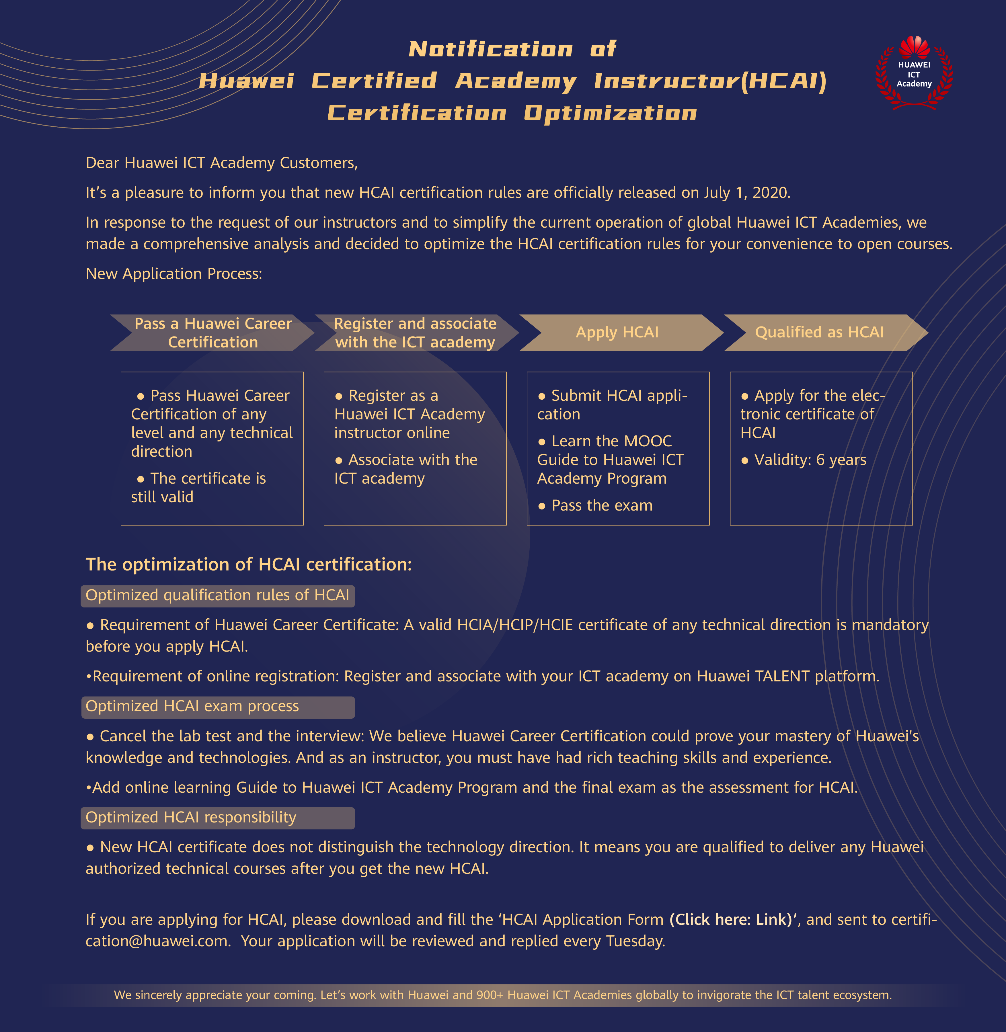 notification of huawei certified academy instructor (hcai)