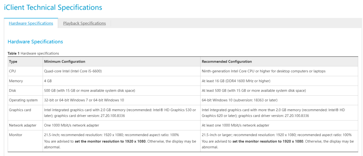 Computer Specification Recommendations