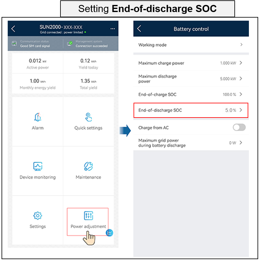 Setting Endofdischarge SOC