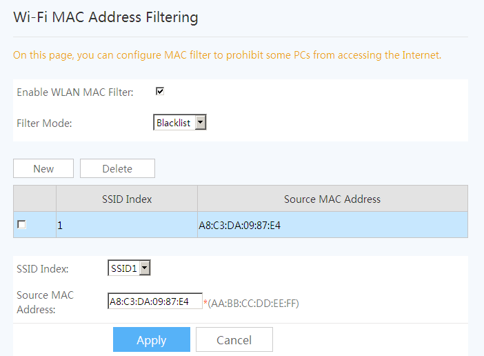 how to enable mac filtering