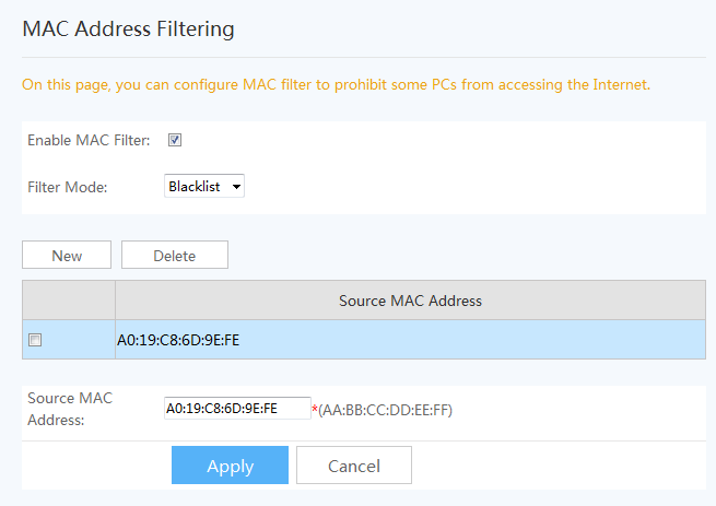 allow access for only the listed mac adresses