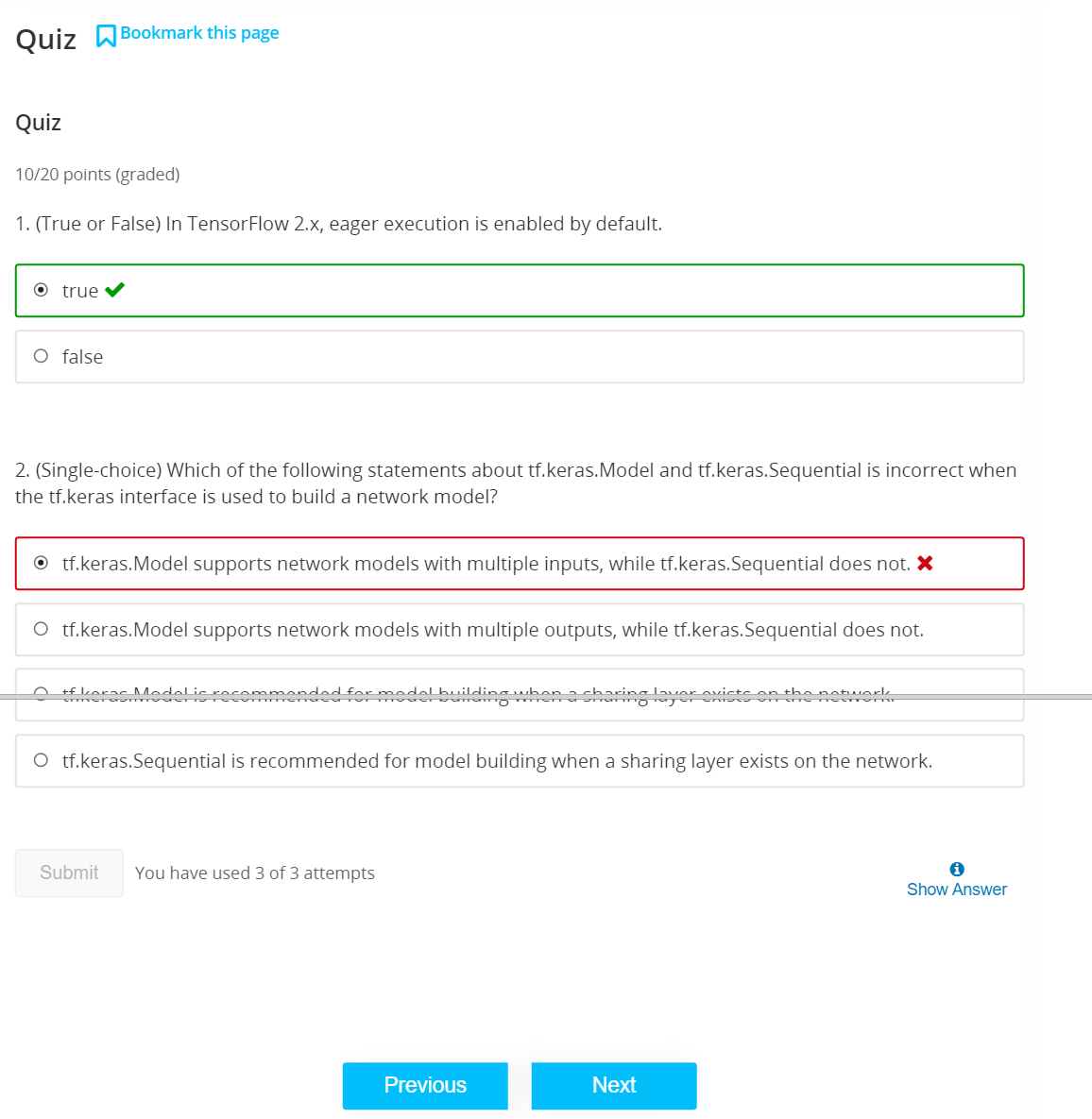 My HCIA-AI Quiz attempt screen shot