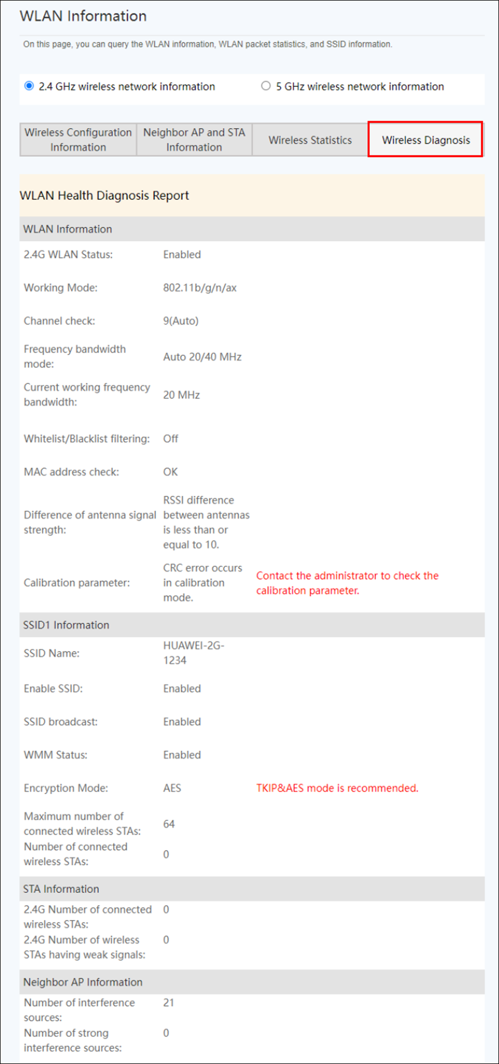 ONT Wireless Diagnosis