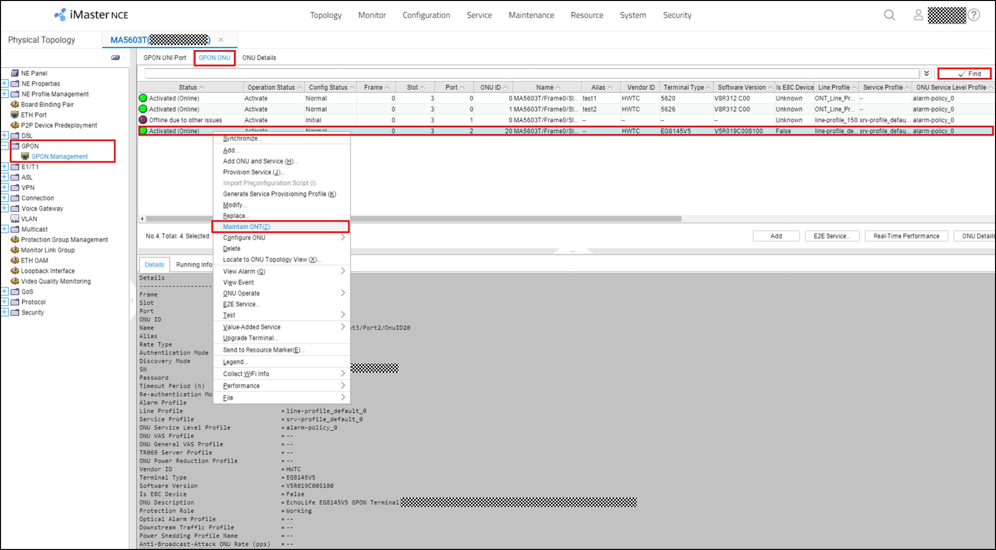 Huawei ONT configure by iMaster NCE NMS