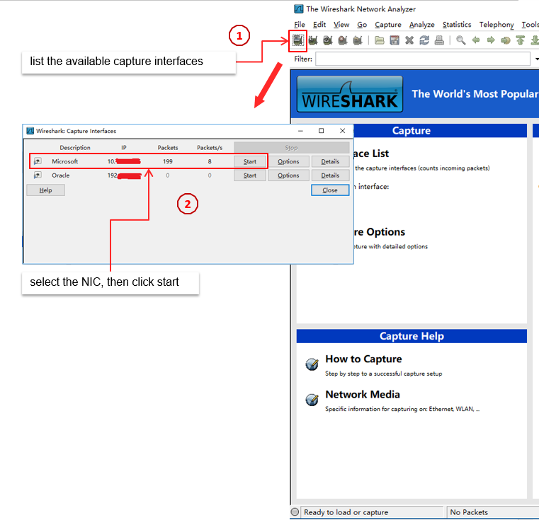 steps for wireshark packet capture