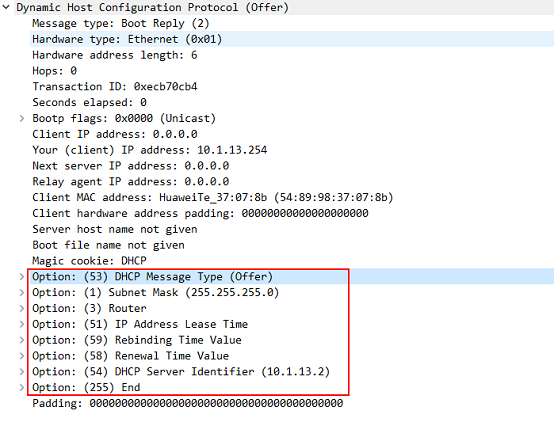 Опция 125 dhcp huawei что это